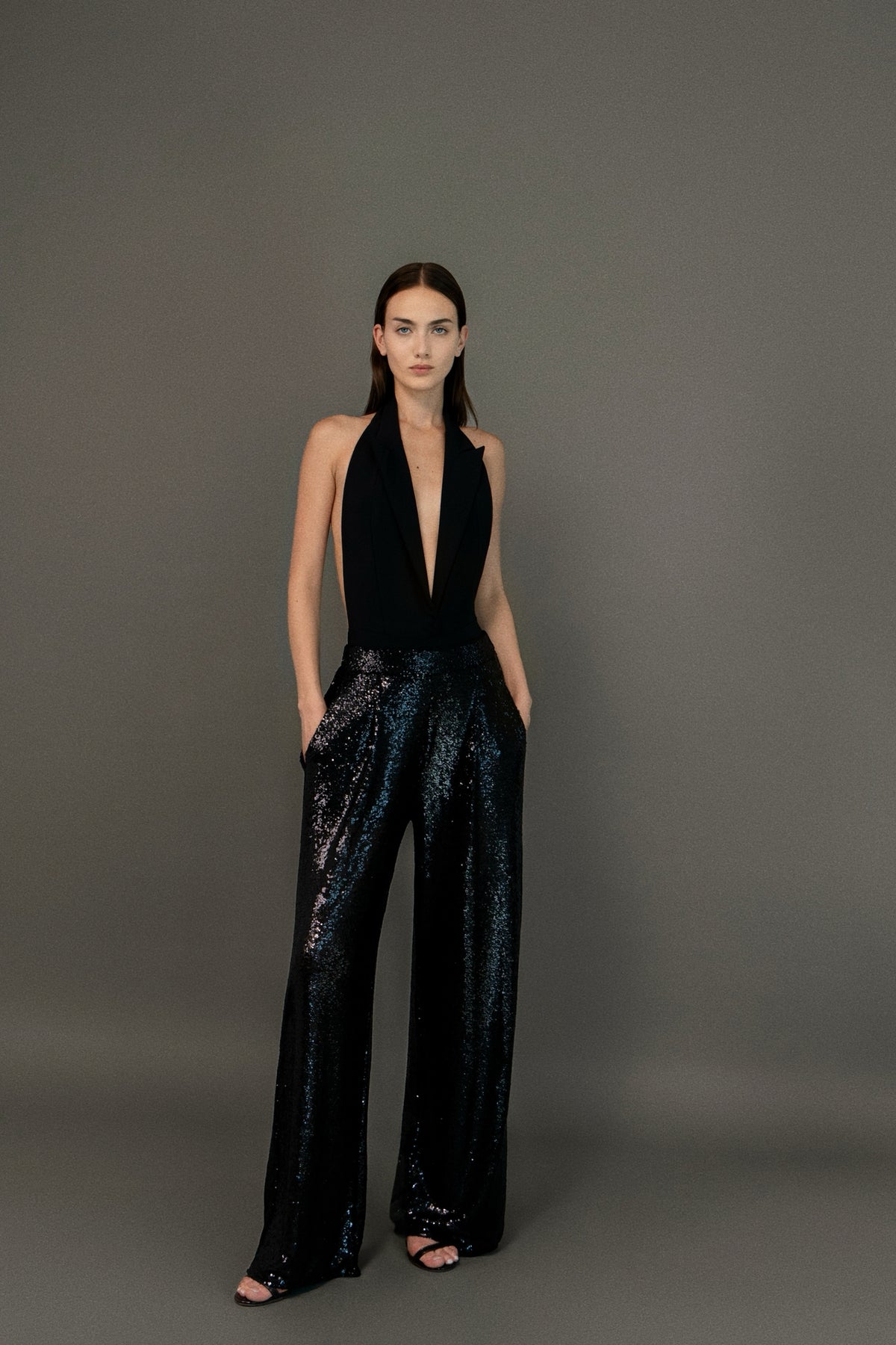 Gal Pants Sequins Shiny Black
