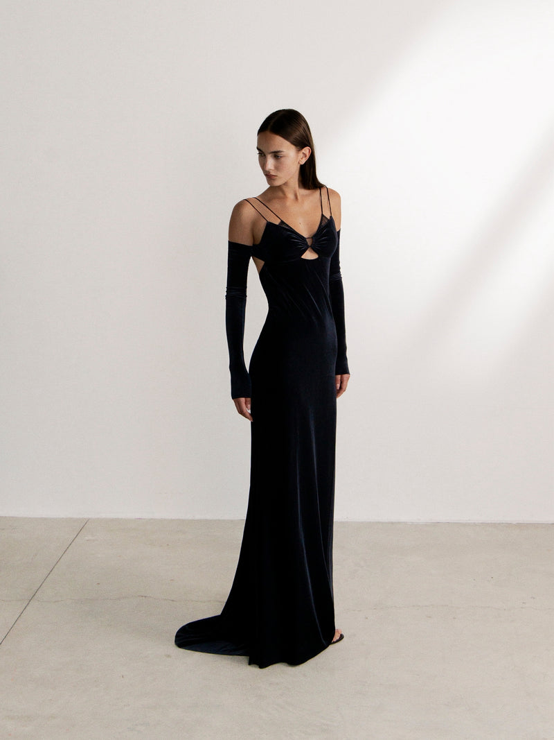 Greta Dress Velvet Jet Black