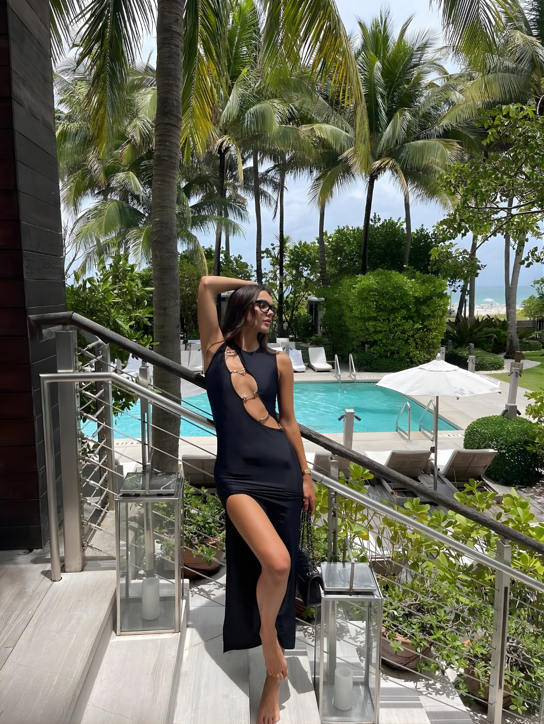Dress Golden Chain Black Elegant One-Shoulder Cutout Dress | Love Delina Dress Golden Chain Black Elegant One-Shoulder Cutout Dress | Love Delina