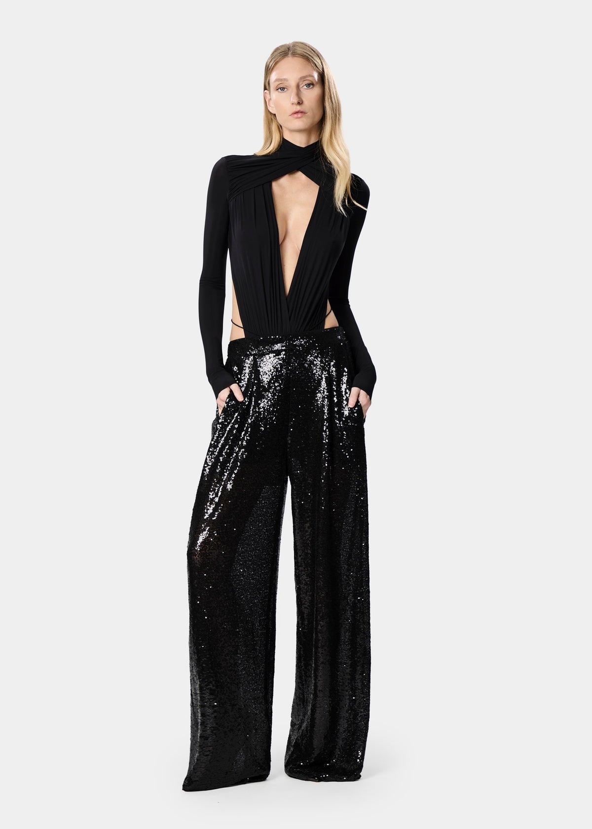 Gal Pants Sequins Shiny Black