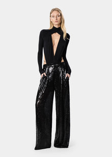 Gal Pants Sequins Shiny Black