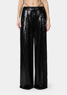 Gal Pants Sequins Shiny Black