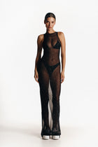 Long Mesh Dress Black