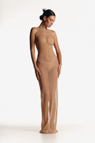 Long Mesh Dress Beige