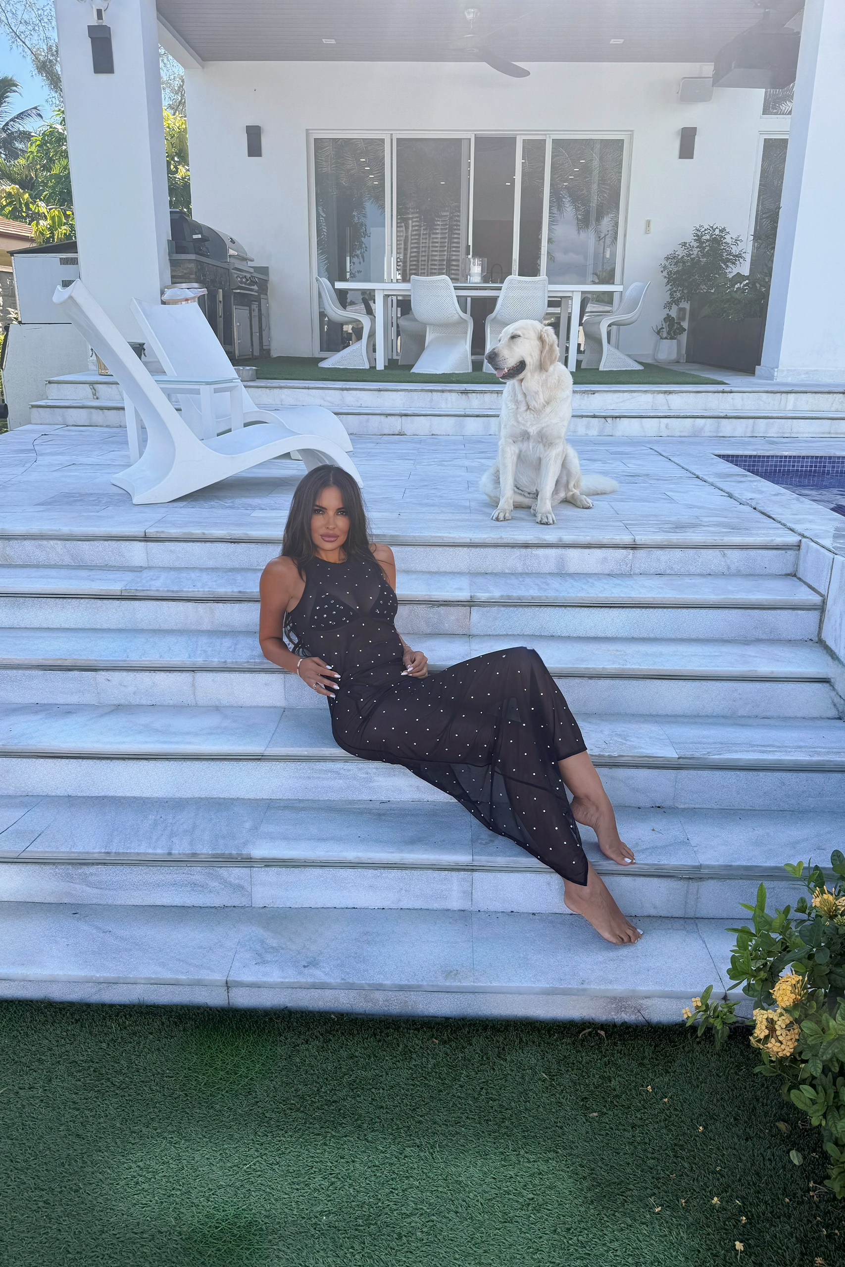 Long Mesh Dress Black | Exotic Crystal Beach Cover-Up | Love Delina Long Mesh Dress Black | Exotic Crystal Beach Cover-Up | Love Delina