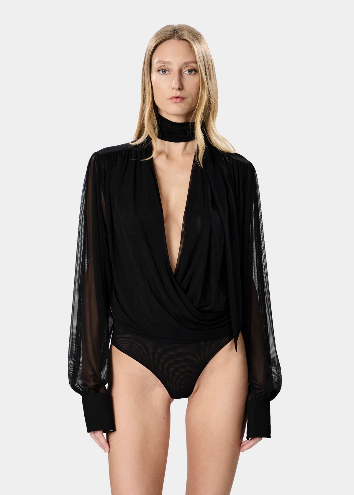 Keila Bodysuit Sheer Deep Black