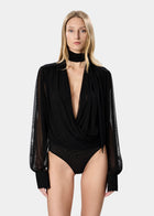 Keila Bodysuit Sheer Deep Black