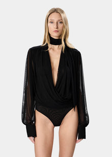 Keila Bodysuit Sheer Deep Black