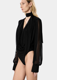 Keila Bodysuit Sheer Deep Black