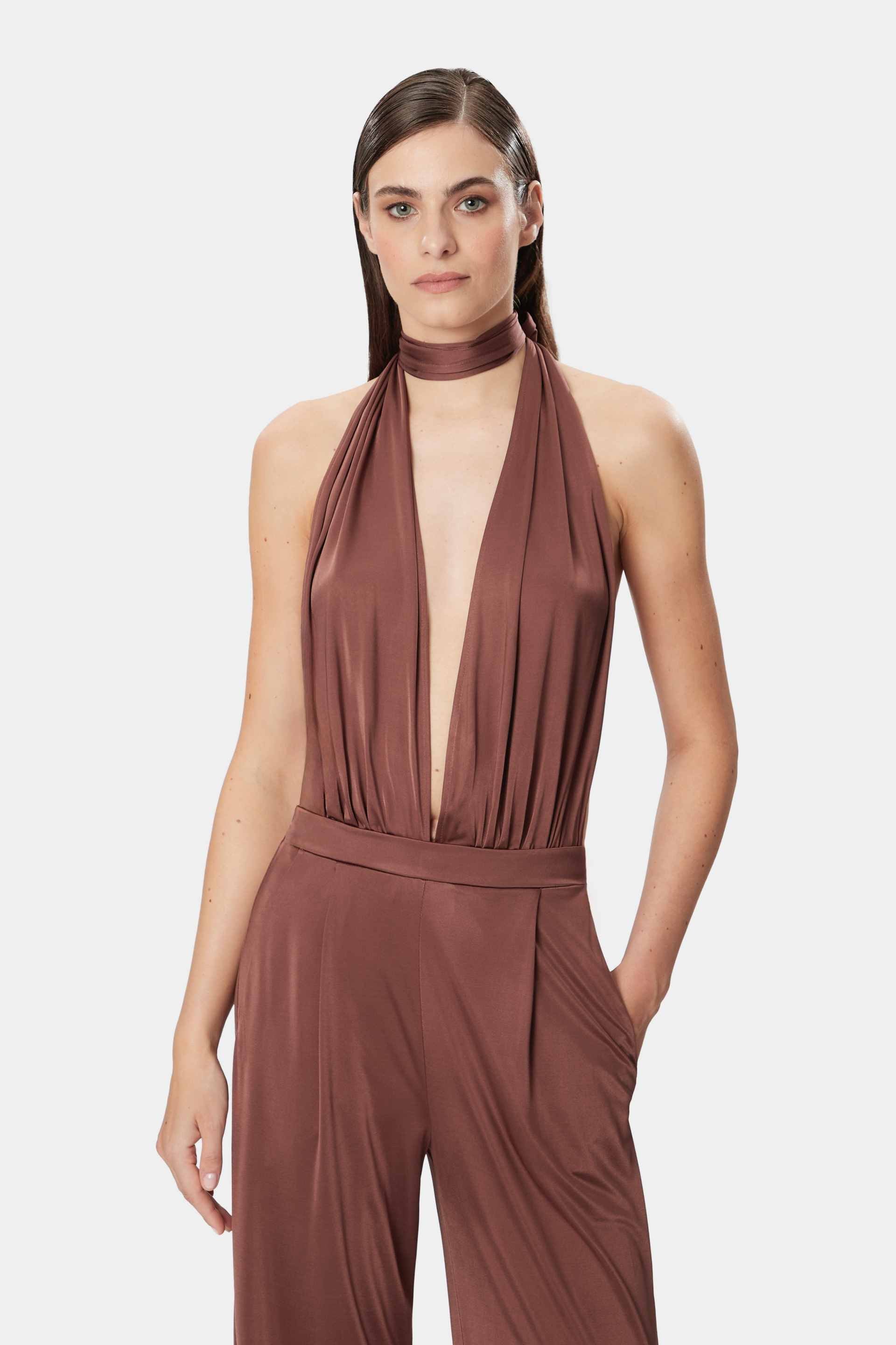 LENNOX Jumpsuit Satin Cocoa