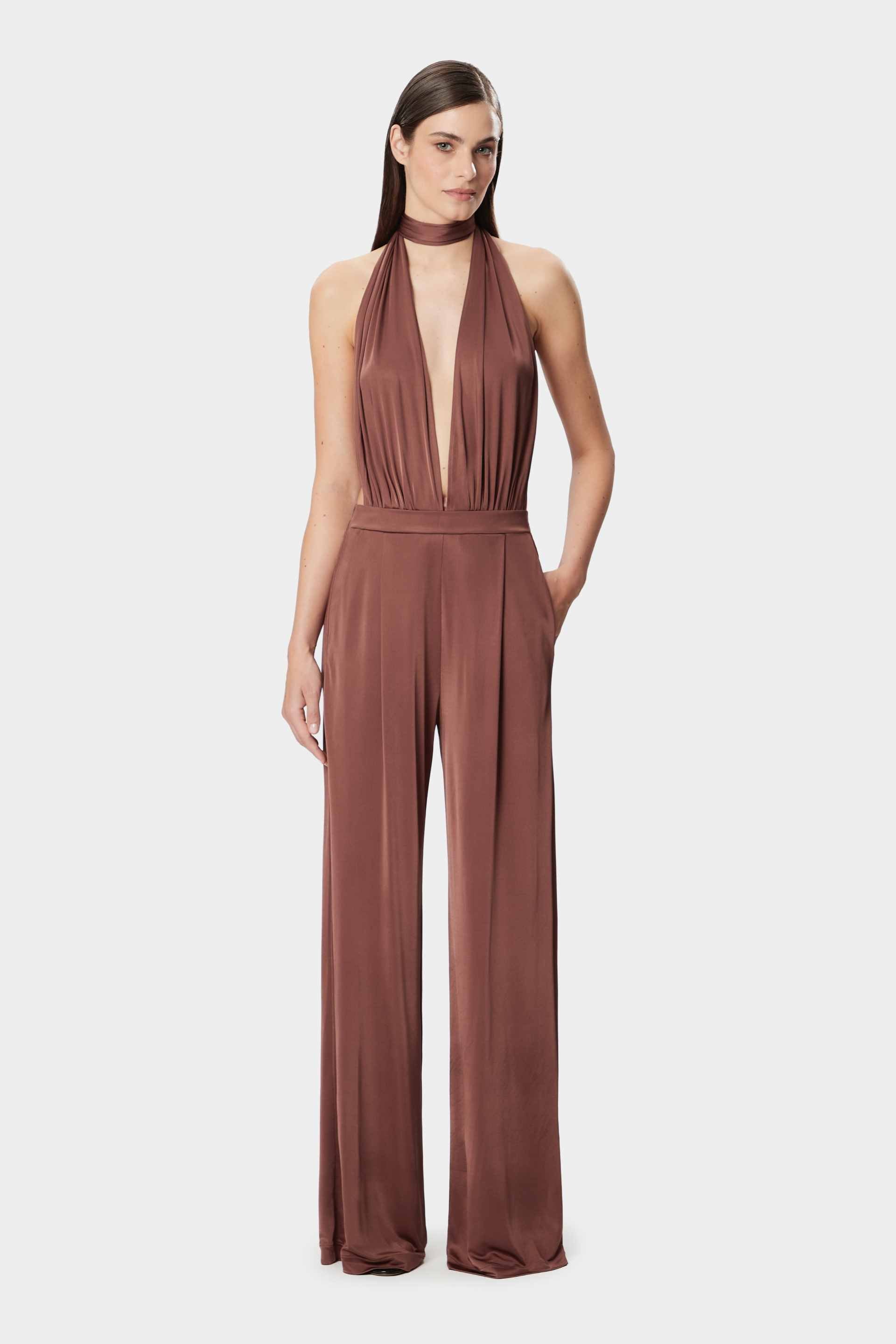 LENNOX Jumpsuit Satin Cocoa