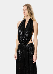 Mira Top Sequins Shiny Black