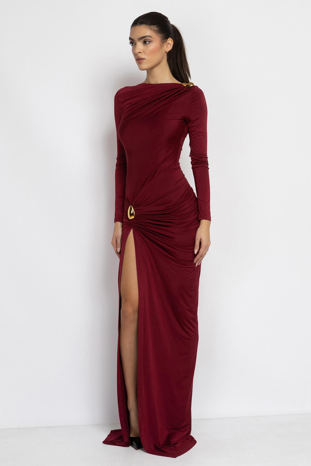 burgundy dress with sleeves Burgundy Dress Oriana S