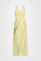 Light-Yellow Lace Satin long Dress