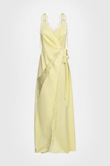 Light-Yellow Lace Satin long Dress