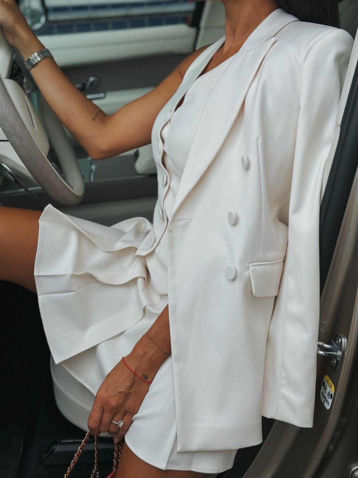 White Double Breasted Blazer