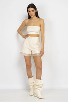 Shorts With Transparent Panel in Ecru