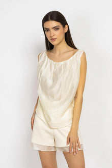 Ecru Ruffled Off-The-Shoulder Top